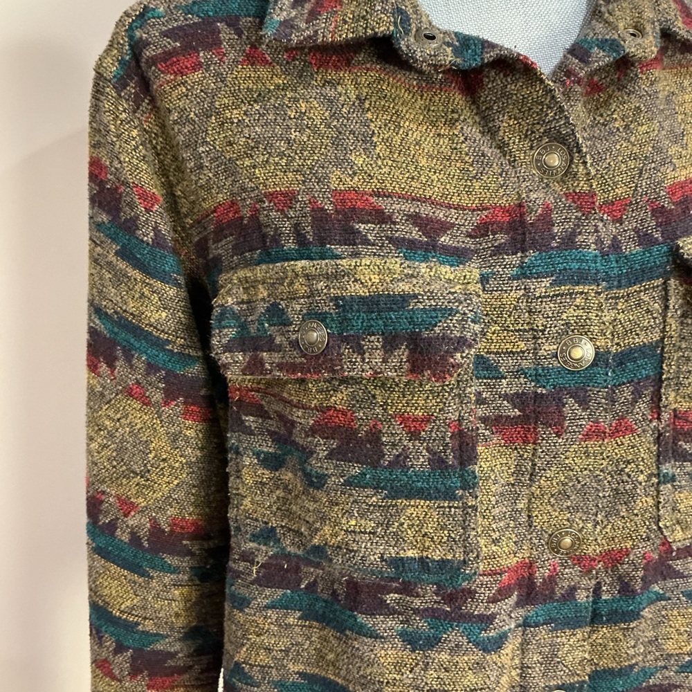BBJ Los Angeles women’s Aztec Print Knit Snap Cropped Jacket, size XL - Picture 4 of 10